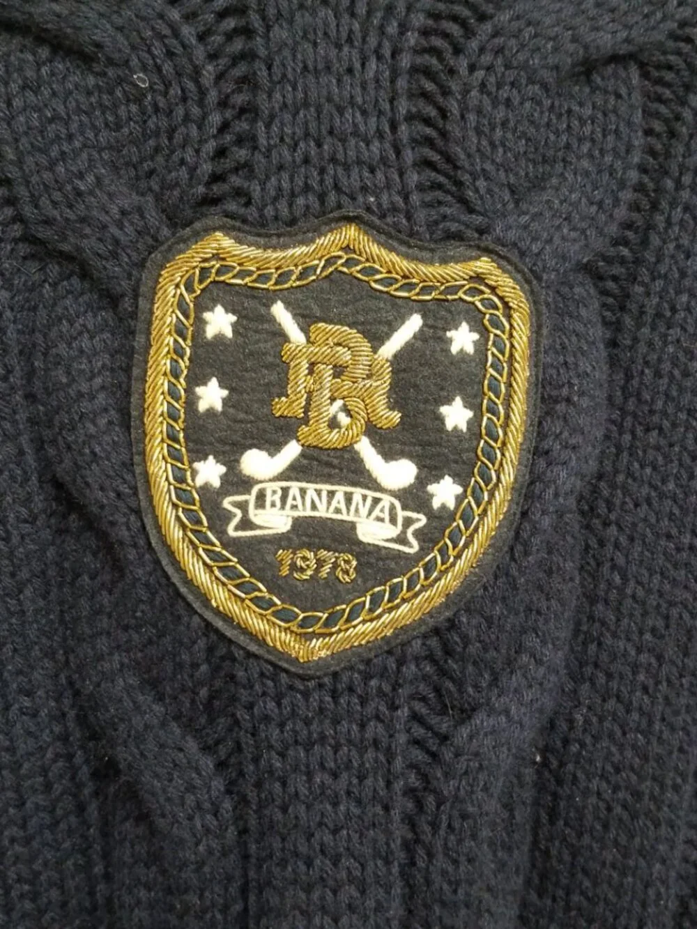 Banana Republic BR Athletics Merino Wool Cable Knit Vest Navy Mens Small 441004
